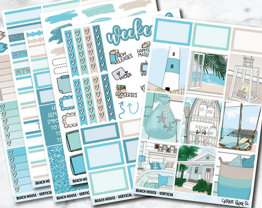 BEACH HOUSE Planner Stickers - Full Kit-Cricket Paper Co.