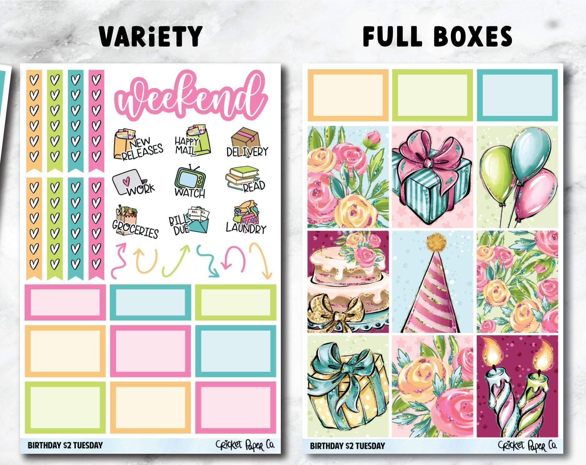 BIRTHDAY Planner Stickers - Full Kit-Cricket Paper Co.