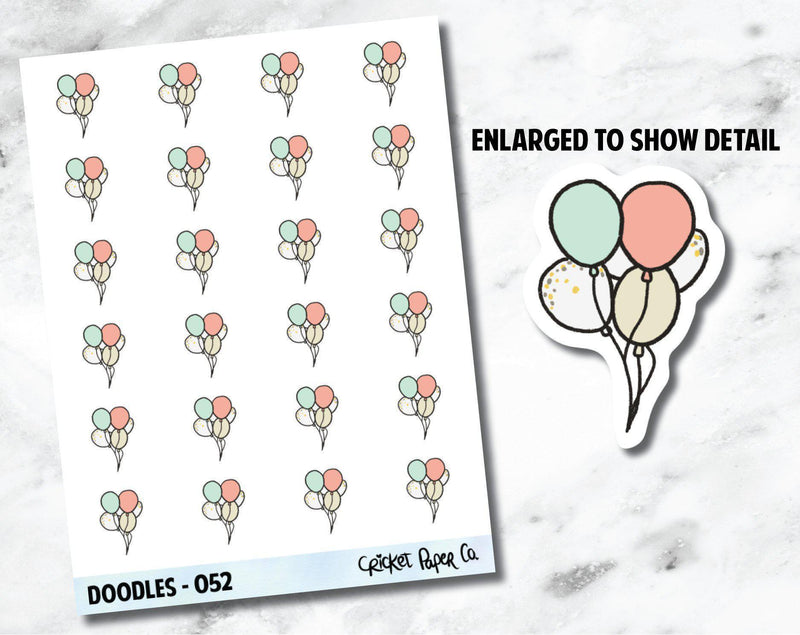 Balloons, Celebration, Birthday Party Hand Drawn Doodles - 052-Cricket Paper Co.