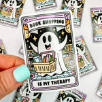 Book Shopping Therapy Ghost - Bookish Vinyl Sticker-Cricket Paper Co.