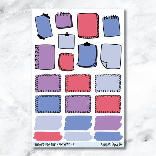 Booked for the New Year Doodle Accents Journaling and Planner Stickers - F-Cricket Paper Co.