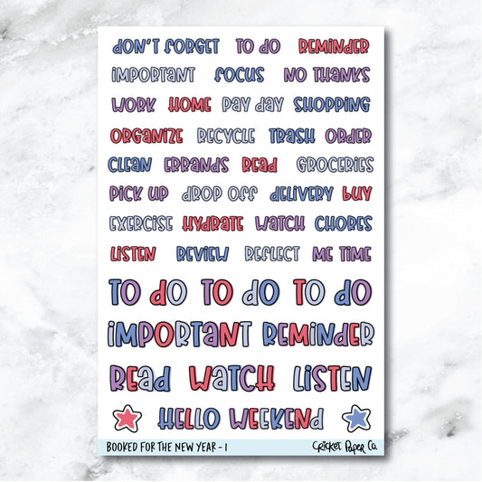 Booked for the New Year Typeface Journaling and Planner Stickers - I-Cricket Paper Co.