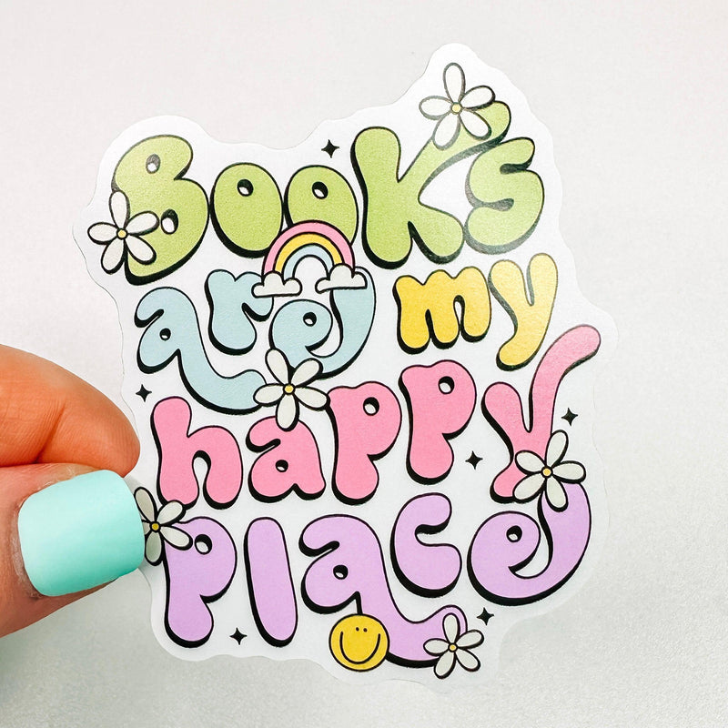 Books Are My Happy Place - Bookish Vinyl Sticker-Cricket Paper Co.