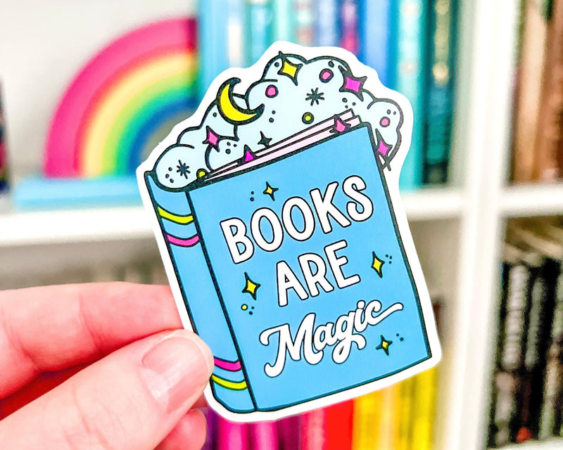 Books are Magic Blue Book - Bookish Vinyl Sticker-Cricket Paper Co.