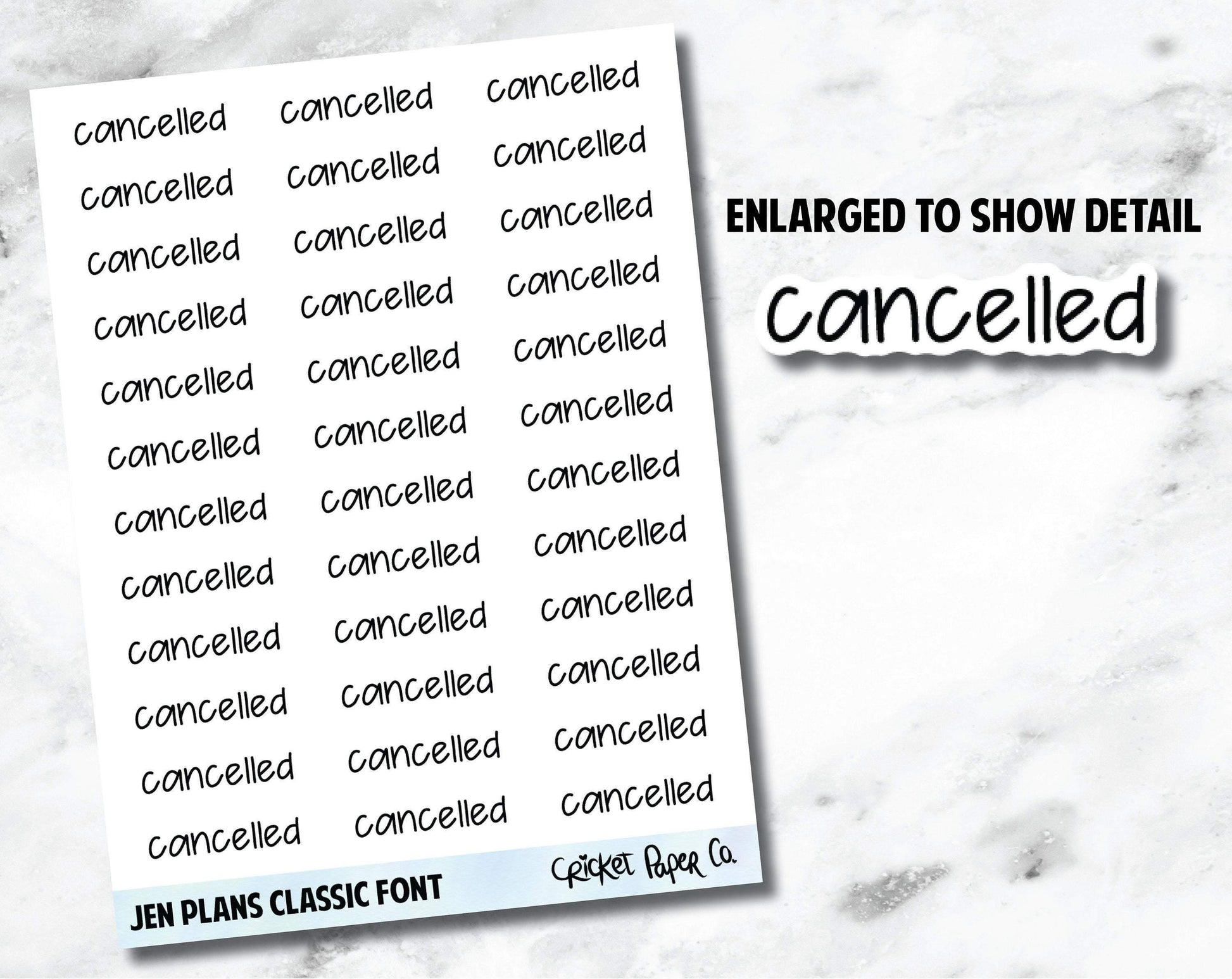 CANCELLED Jen Plans Writing Font Planner Stickers-Cricket Paper Co.