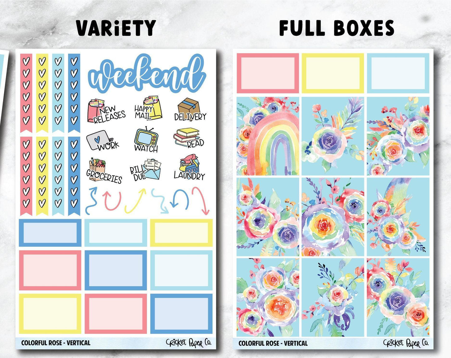 COLORFUL ROSE Planner Stickers - Full Kit-Cricket Paper Co.