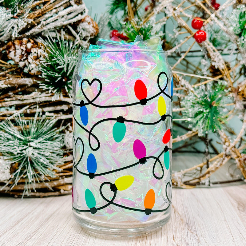 Christmas Lights - 16oz Libbey Glass Can Cup-Cricket Paper Co.