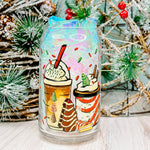 Christmas Tree Cake Coffee Cups - 16oz Libbey Glass Can Cup-Cricket Paper Co.