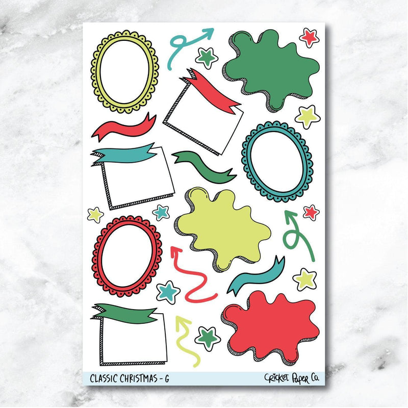 Classic Christmas Bullet Journal Style Journaling and Planner Stickers - G-Cricket Paper Co.