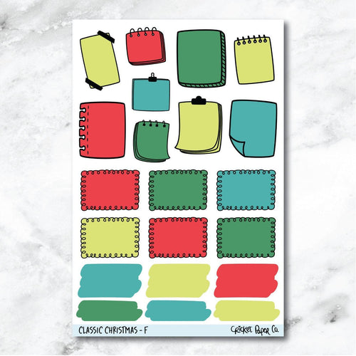 Classic Christmas Doodle Accents Journaling and Planner Stickers - F-Cricket Paper Co.