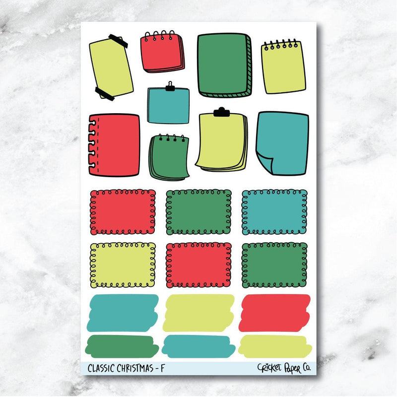 Classic Christmas Doodle Accents Journaling and Planner Stickers - F-Cricket Paper Co.