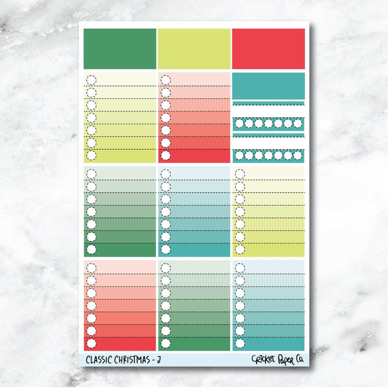 Classic Christmas Full Box Checklists Journaling and Planner Stickers - J-Cricket Paper Co.