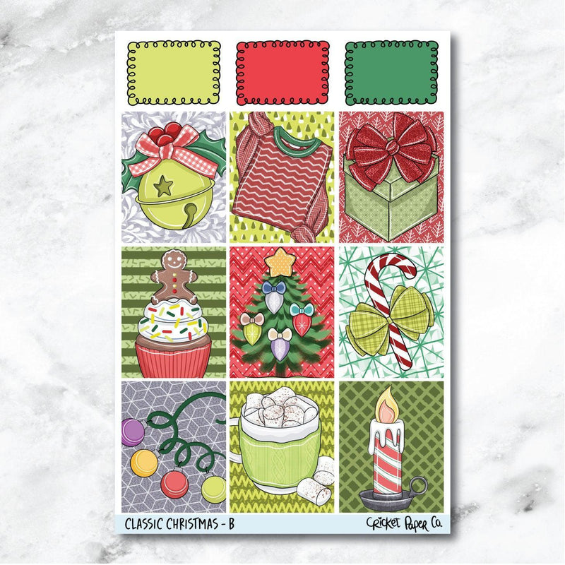Classic Christmas Full Box Journaling and Planner Stickers - B-Cricket Paper Co.