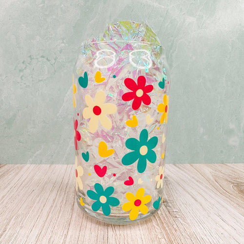 Colorful Daisy - 16oz Libbey Glass Can Cup-Cricket Paper Co.