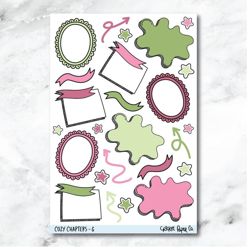 Cozy Chapters Bullet Journal Style Journaling and Planner Stickers - G-Cricket Paper Co.