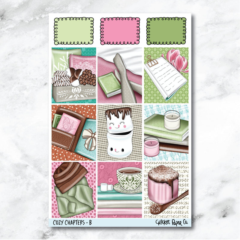 Cozy Chapters Full Box Journaling and Planner Stickers - B-Cricket Paper Co.