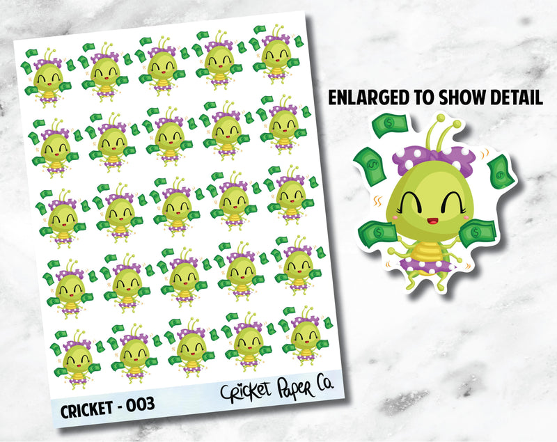Cricket Character Money Sticker - 003-Cricket Paper Co.