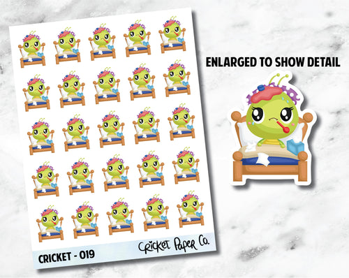 Cricket Character Sick Day Sticker - 019-Cricket Paper Co.