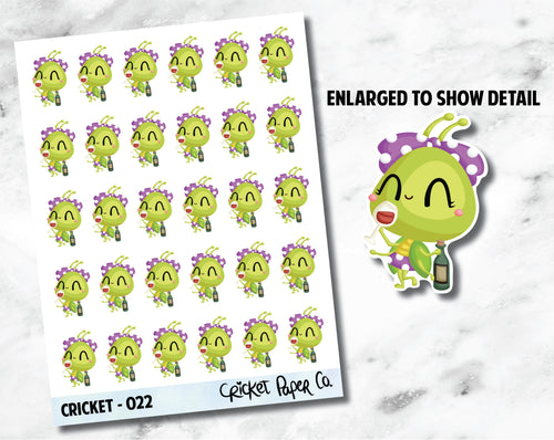 Cricket Character Wine Sticker - 022-Cricket Paper Co.