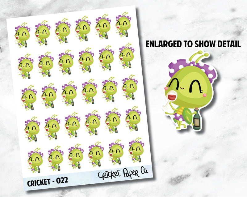 Cricket Character Wine Sticker - 022-Cricket Paper Co.