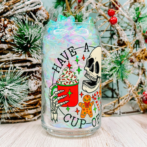 Cup of Christmas Cheer - 16oz Libbey Glass Can Cup-Cricket Paper Co.