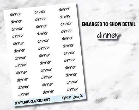 DINNER Jen Plans Writing Font Planner Stickers-Cricket Paper Co.