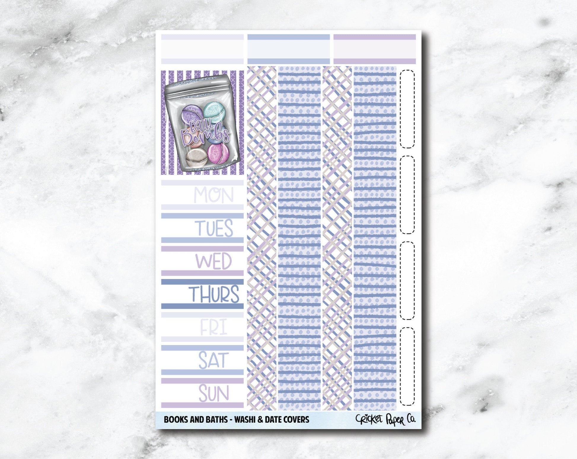 Date Covers and Bottom Washi Planner Stickers - Books and Baths-Cricket Paper Co.