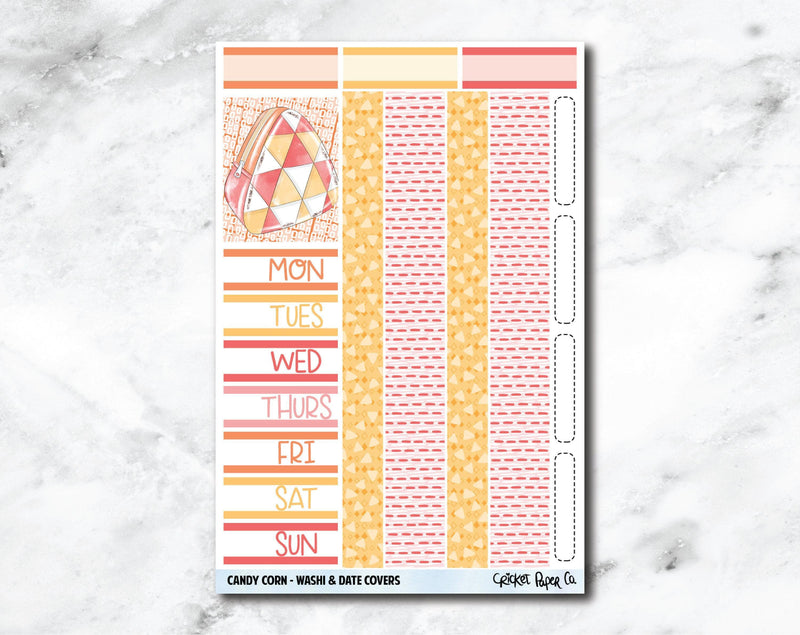 Date Covers and Bottom Washi Planner Stickers - Candy Corn-Cricket Paper Co.