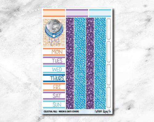 Date Covers and Bottom Washi Planner Stickers - Celestial Fall-Cricket Paper Co.