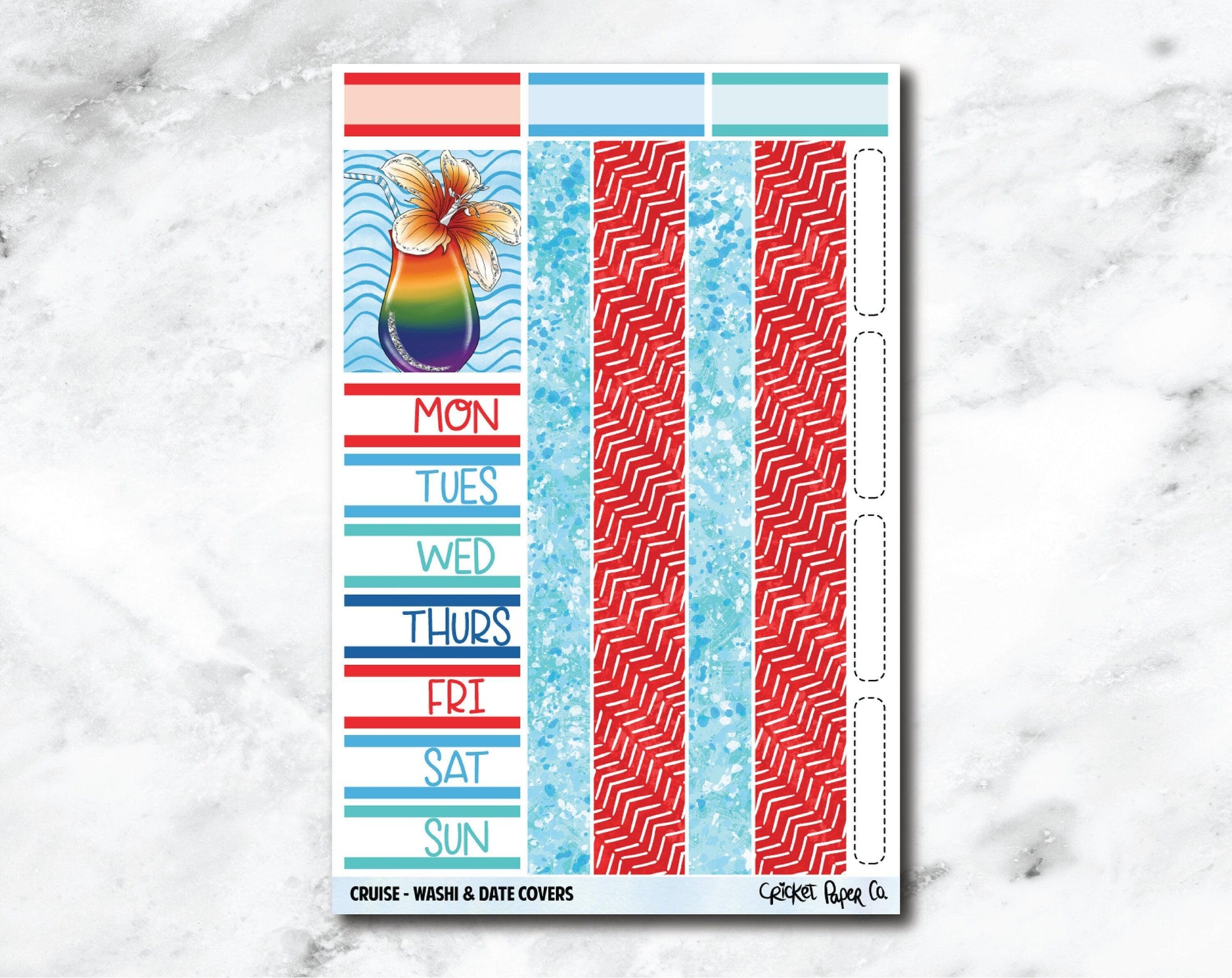 Date Covers and Bottom Washi Planner Stickers - Cruise-Cricket Paper Co.
