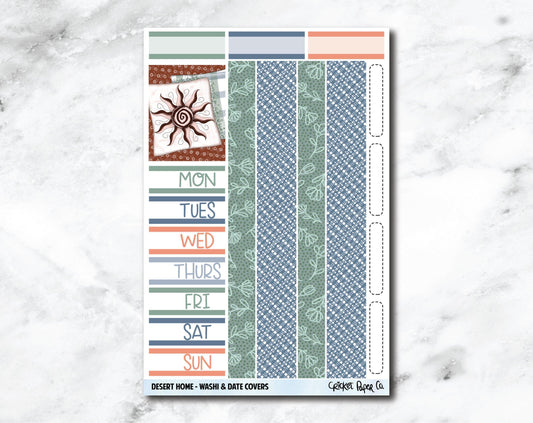 Date Covers and Bottom Washi Planner Stickers - Desert Home-Cricket Paper Co.