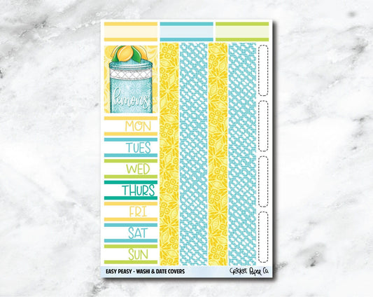 Date Covers and Bottom Washi Planner Stickers - Easy Peasy-Cricket Paper Co.