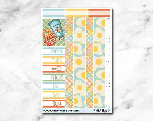 Date Covers and Bottom Washi Planner Stickers - Good Morning-Cricket Paper Co.