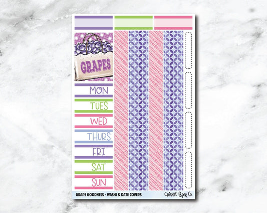 Date Covers and Bottom Washi Planner Stickers - Grape Goodness-Cricket Paper Co.