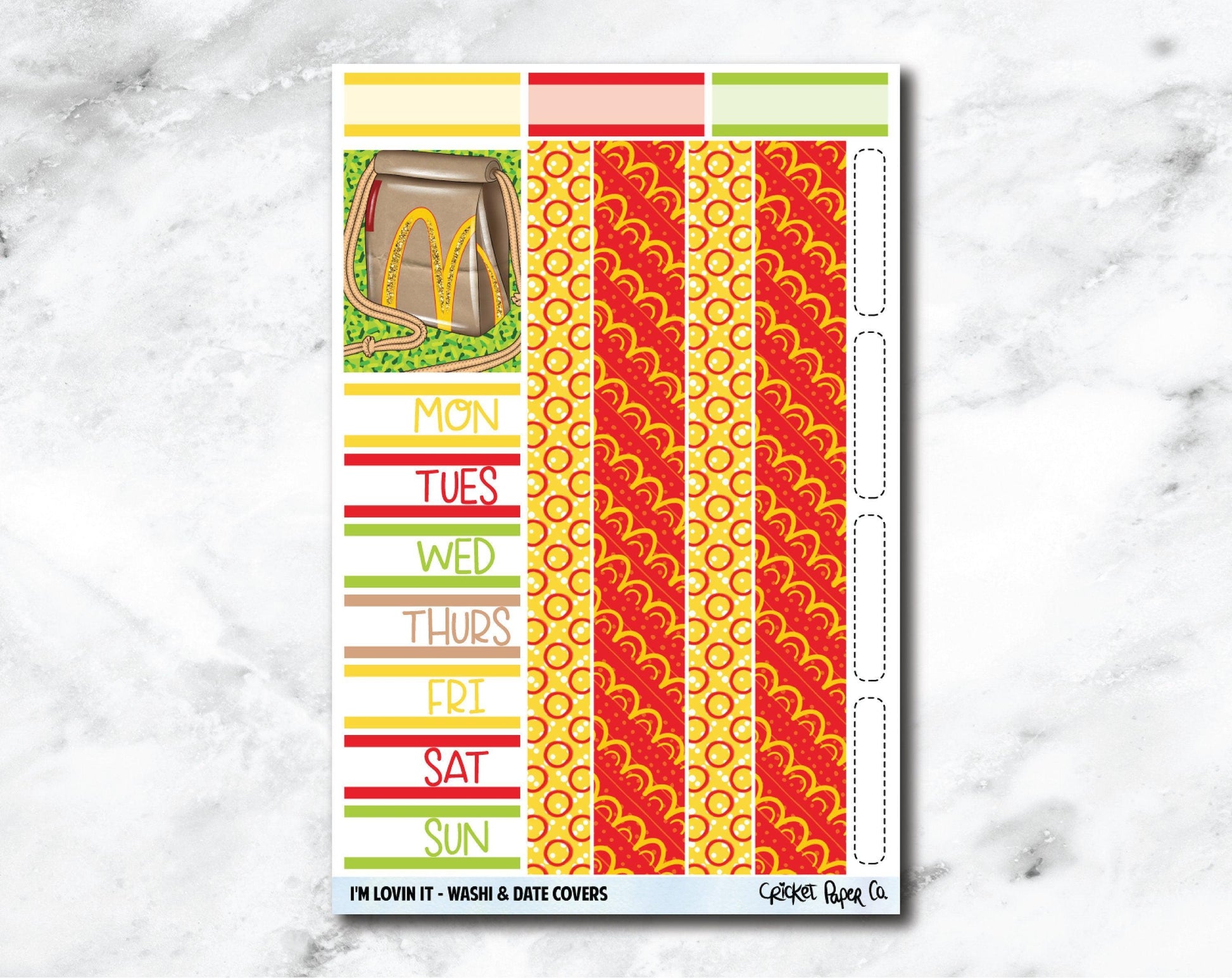 Date Covers and Bottom Washi Planner Stickers - I'm Lovin It-Cricket Paper Co.