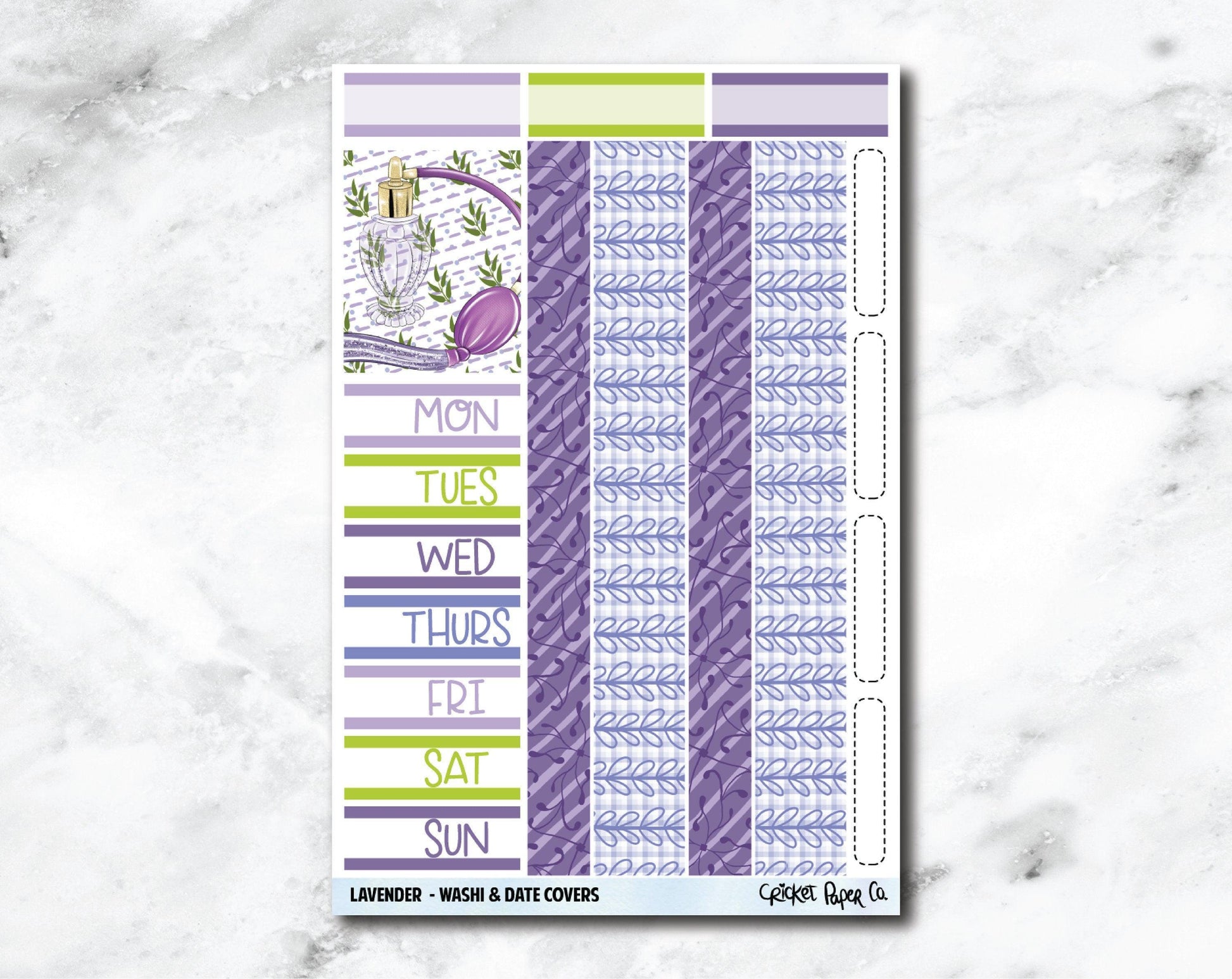 Date Covers and Bottom Washi Planner Stickers - Lavender-Cricket Paper Co.