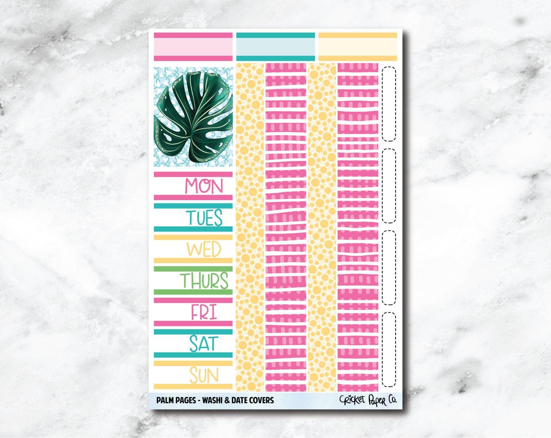 Date Covers and Bottom Washi Planner Stickers - Palm Pages-Cricket Paper Co.