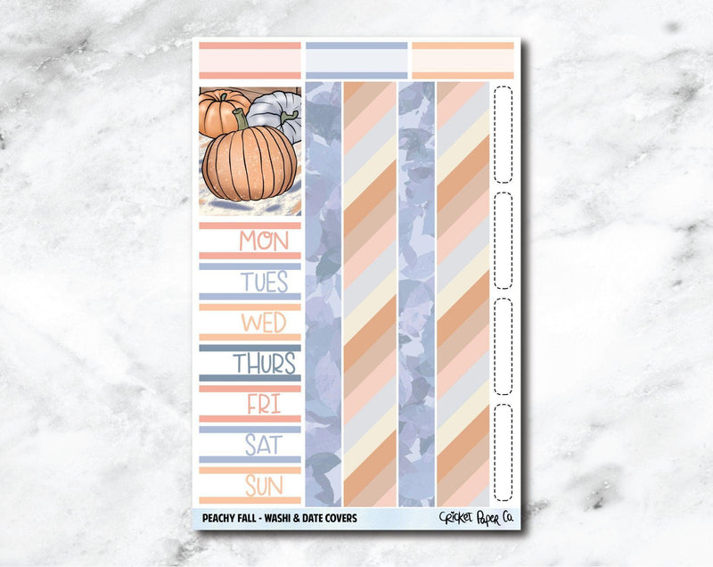 Date Covers and Bottom Washi Planner Stickers - Peachy Fall-Cricket Paper Co.