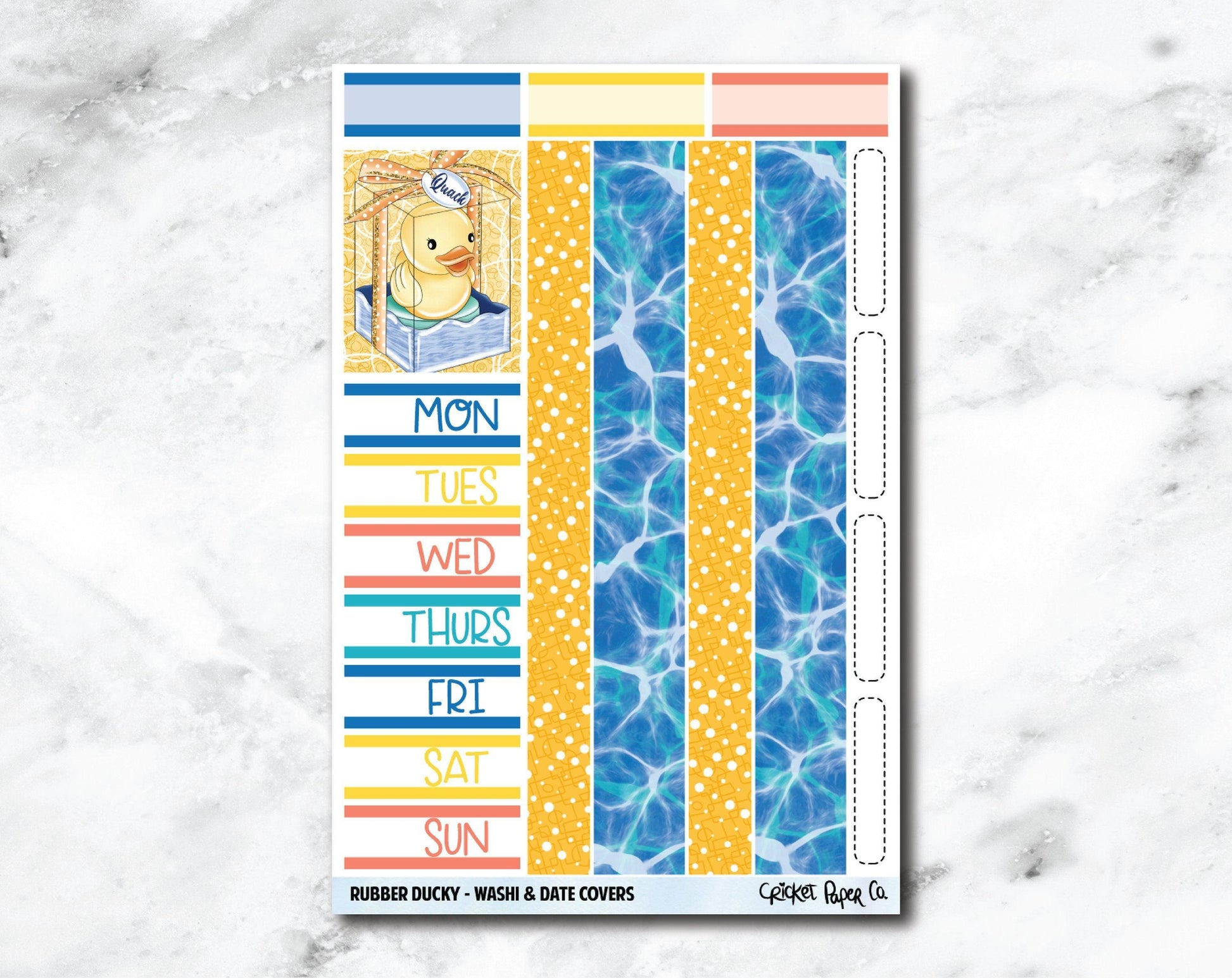Date Covers and Bottom Washi Planner Stickers - Rubber Ducky-Cricket Paper Co.
