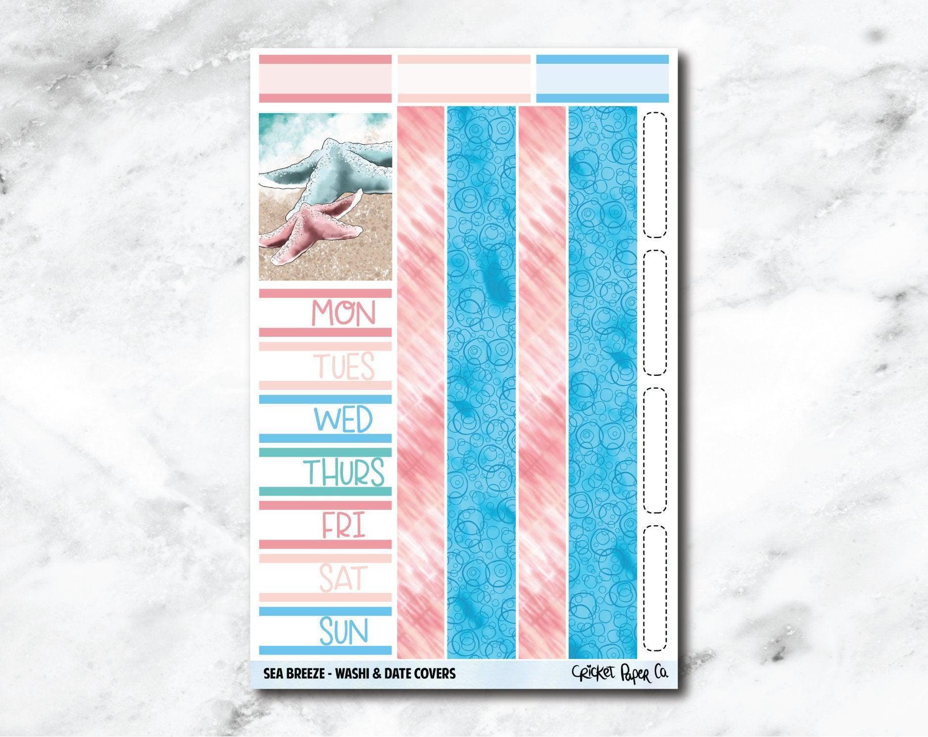 Date Covers and Bottom Washi Planner Stickers - Sea Breeze-Cricket Paper Co.