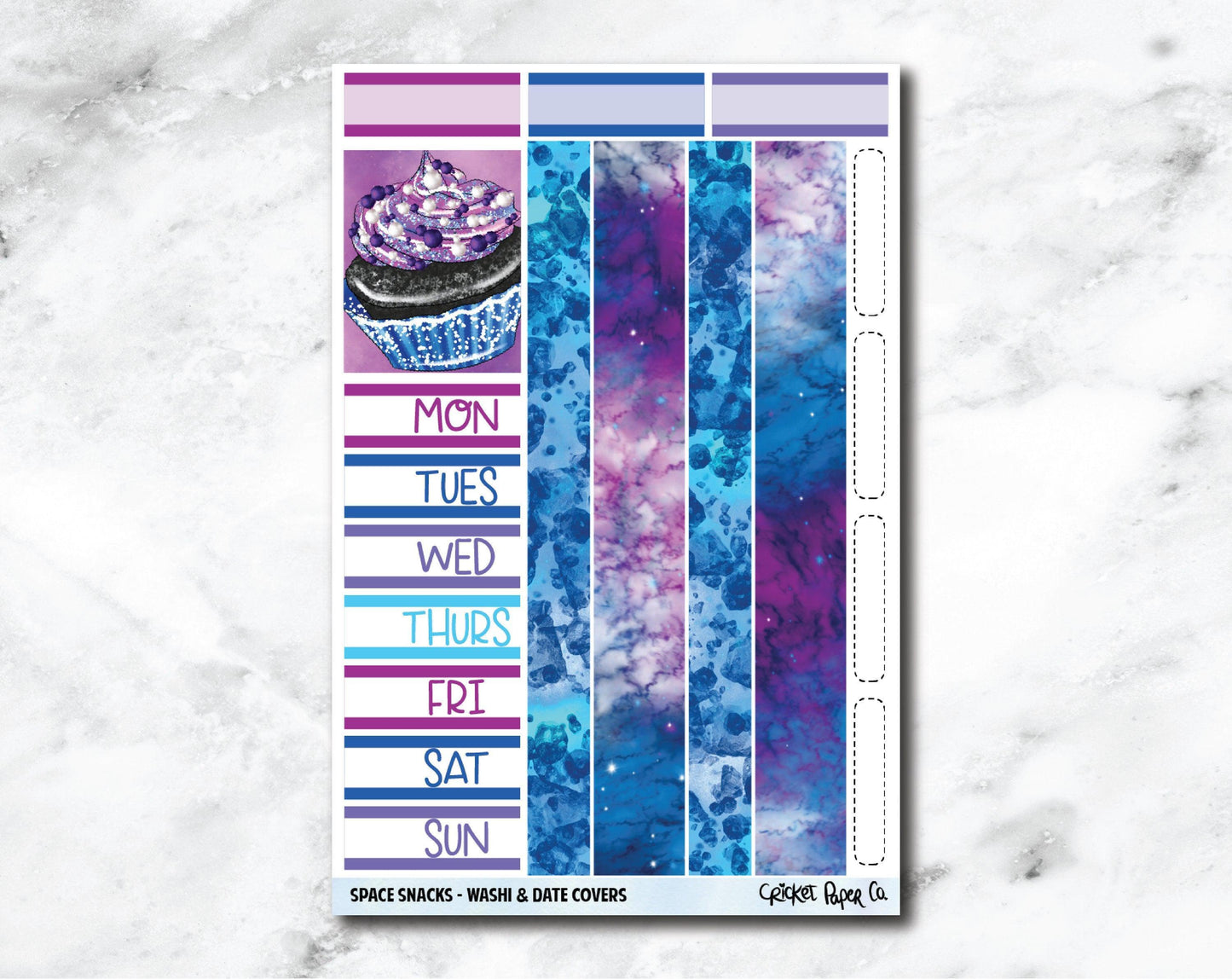 Date Covers and Bottom Washi Planner Stickers - Space Snacks-Cricket Paper Co.