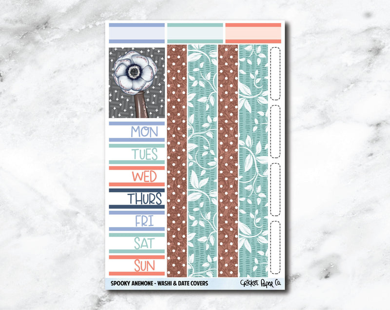 Date Covers and Bottom Washi Planner Stickers - Spooky Anemone-Cricket Paper Co.