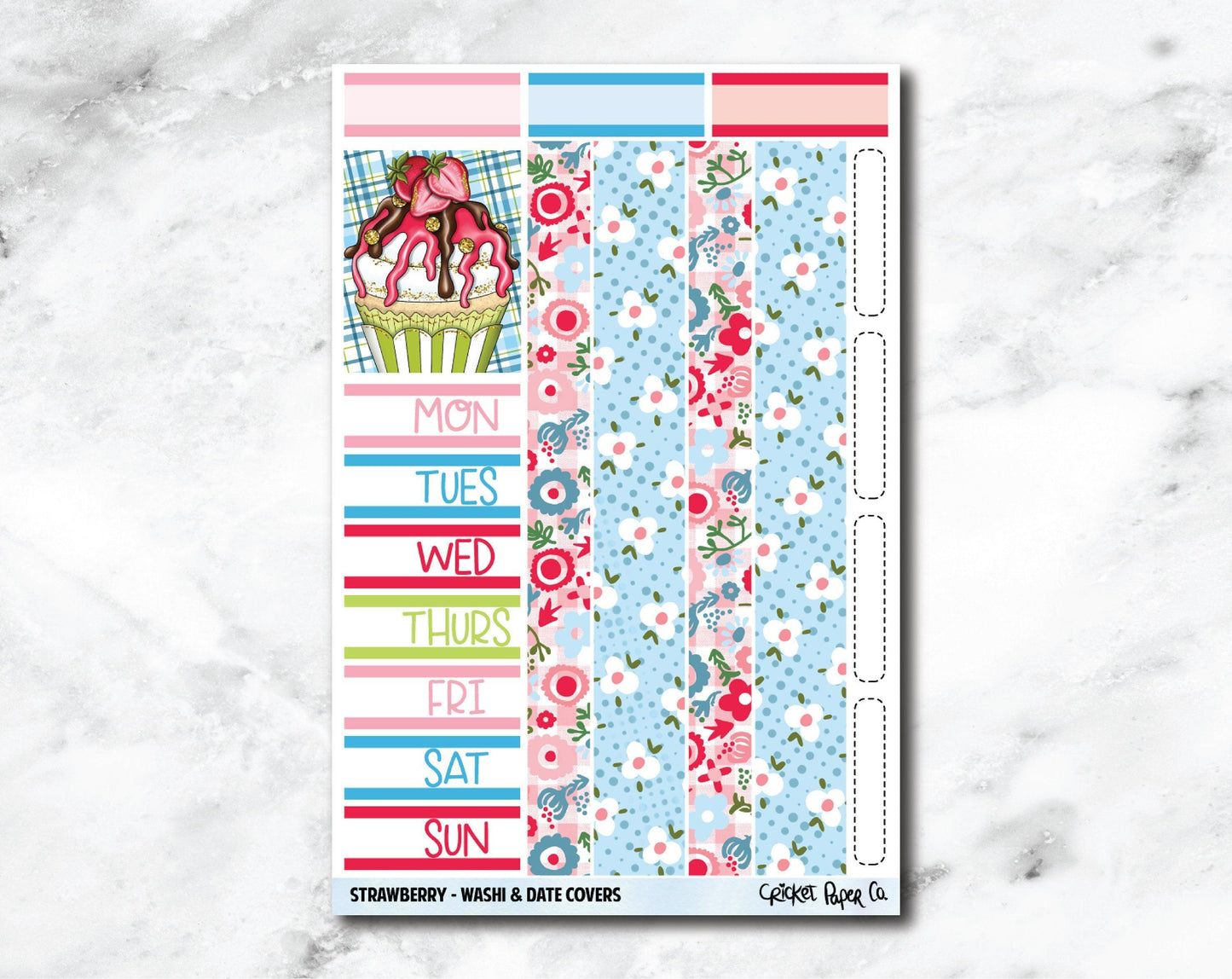 Date Covers and Bottom Washi Planner Stickers - Strawberry-Cricket Paper Co.