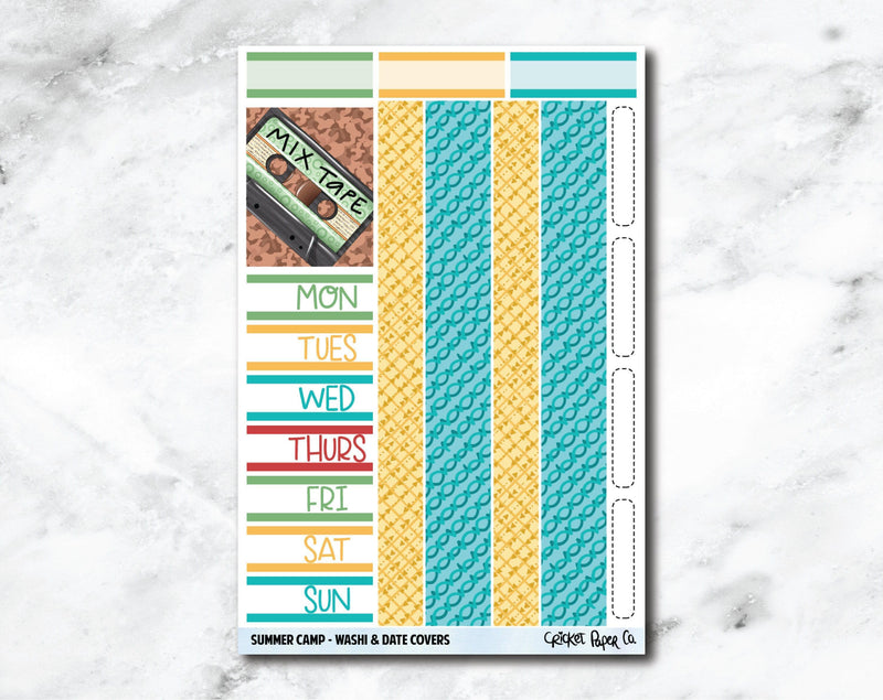 Date Covers and Bottom Washi Planner Stickers - Summer Camp-Cricket Paper Co.