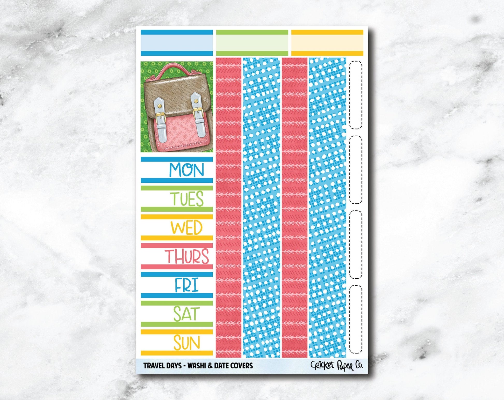 Date Covers and Bottom Washi Planner Stickers - Travel Days-Cricket Paper Co.