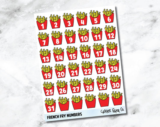 Decorative Date Number Planner Stickers - French Fry-Cricket Paper Co.