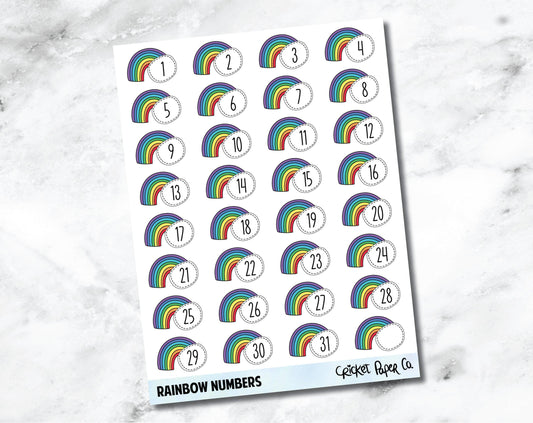 Decorative Date Number Planner Stickers - Rainbow-Cricket Paper Co.