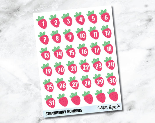 Decorative Date Number Planner Stickers - Strawberry-Cricket Paper Co.
