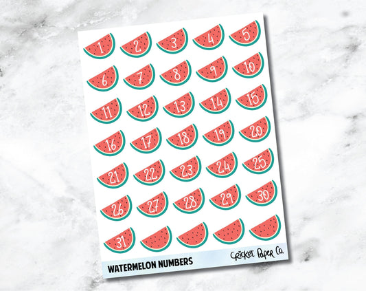 Decorative Date Number Planner Stickers - Watermelon-Cricket Paper Co.