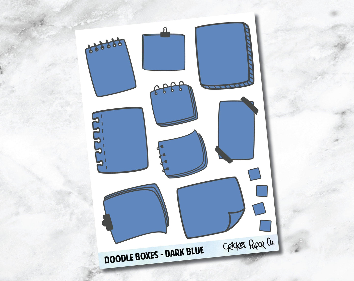 Doodle Boxes Planner Stickers - Dark Blue-Cricket Paper Co.